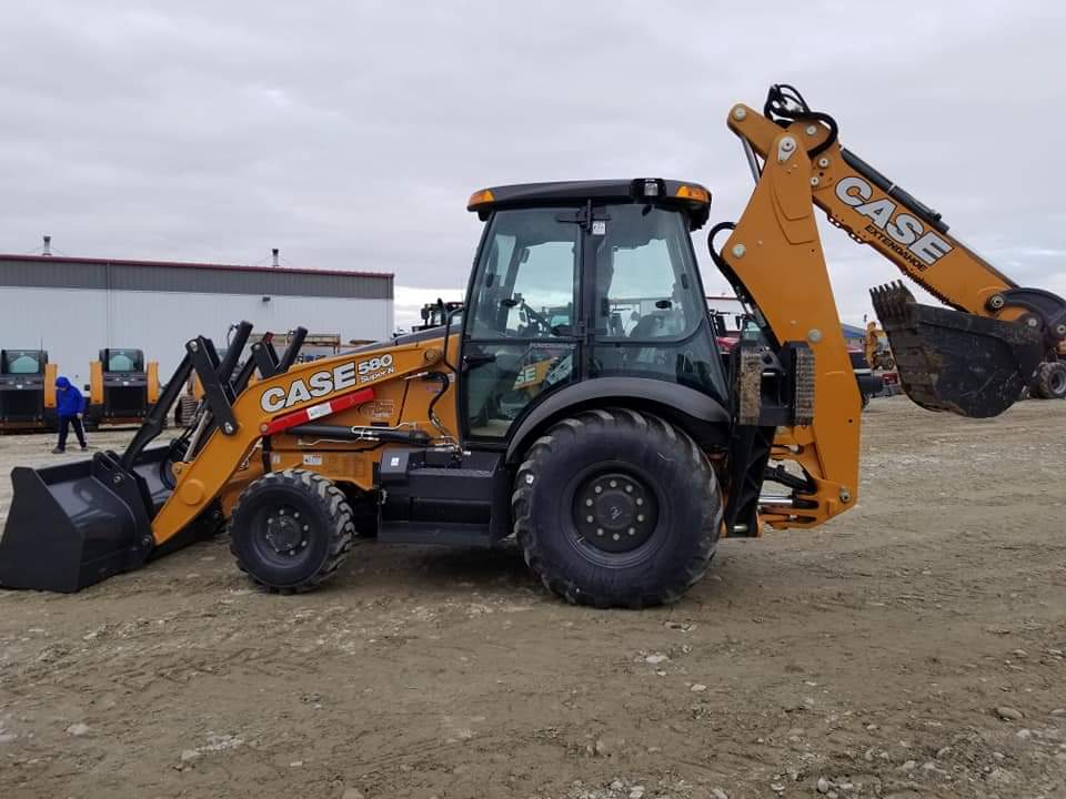 Backhoe working on a residential site